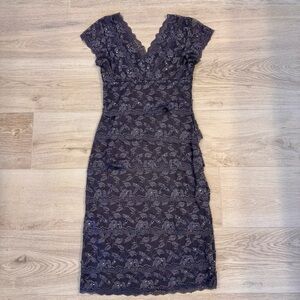 MARINA Lace V-Neck Midi Dress - 2